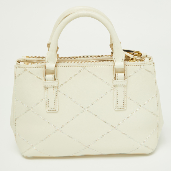 TORY BURCH Off White Leather Mini Robinson Double Zip Tote - Picture 4 of 8